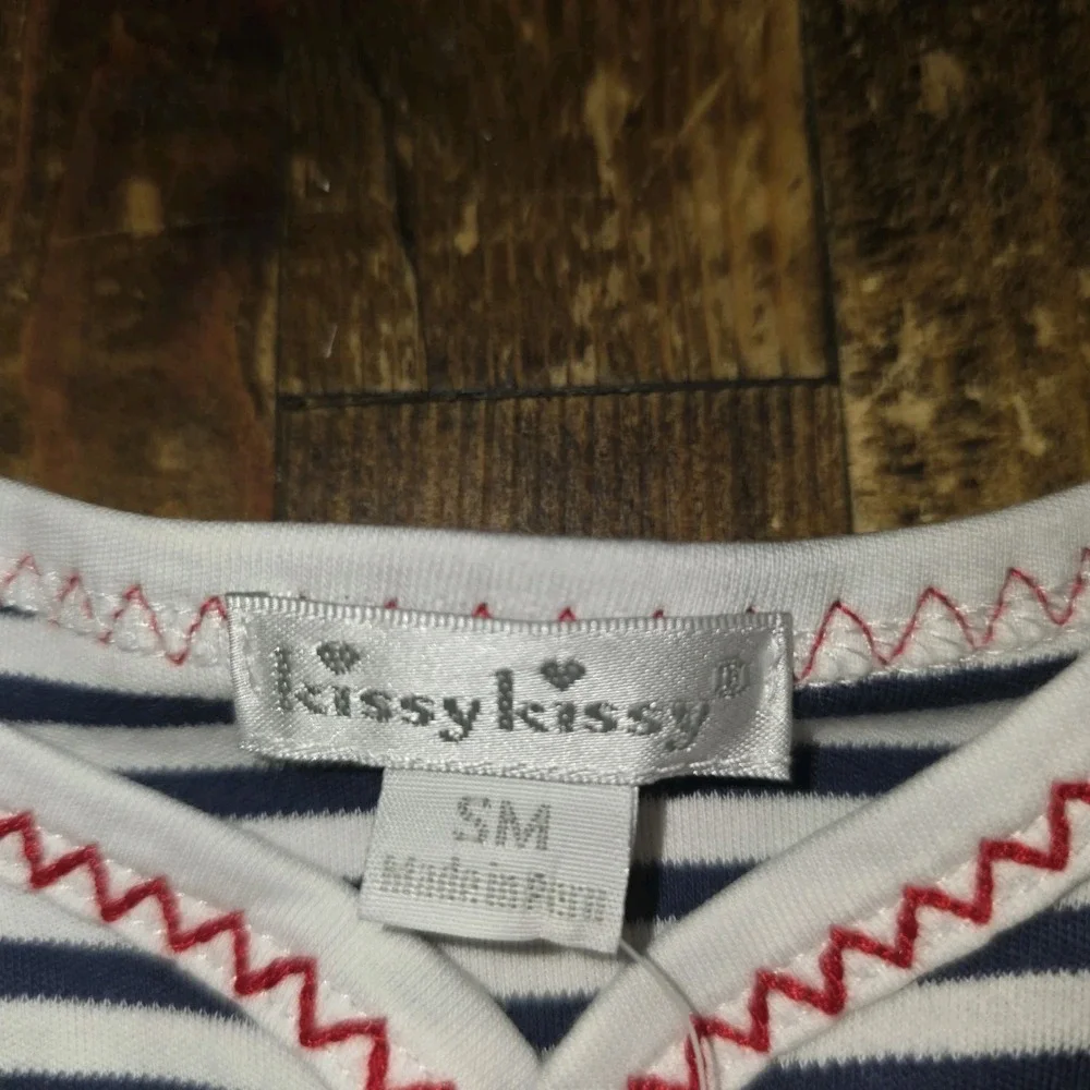 Kissy Kissy NWT Blue & White Stripes W Crab Beach Pima Cotton Convertible Gown S